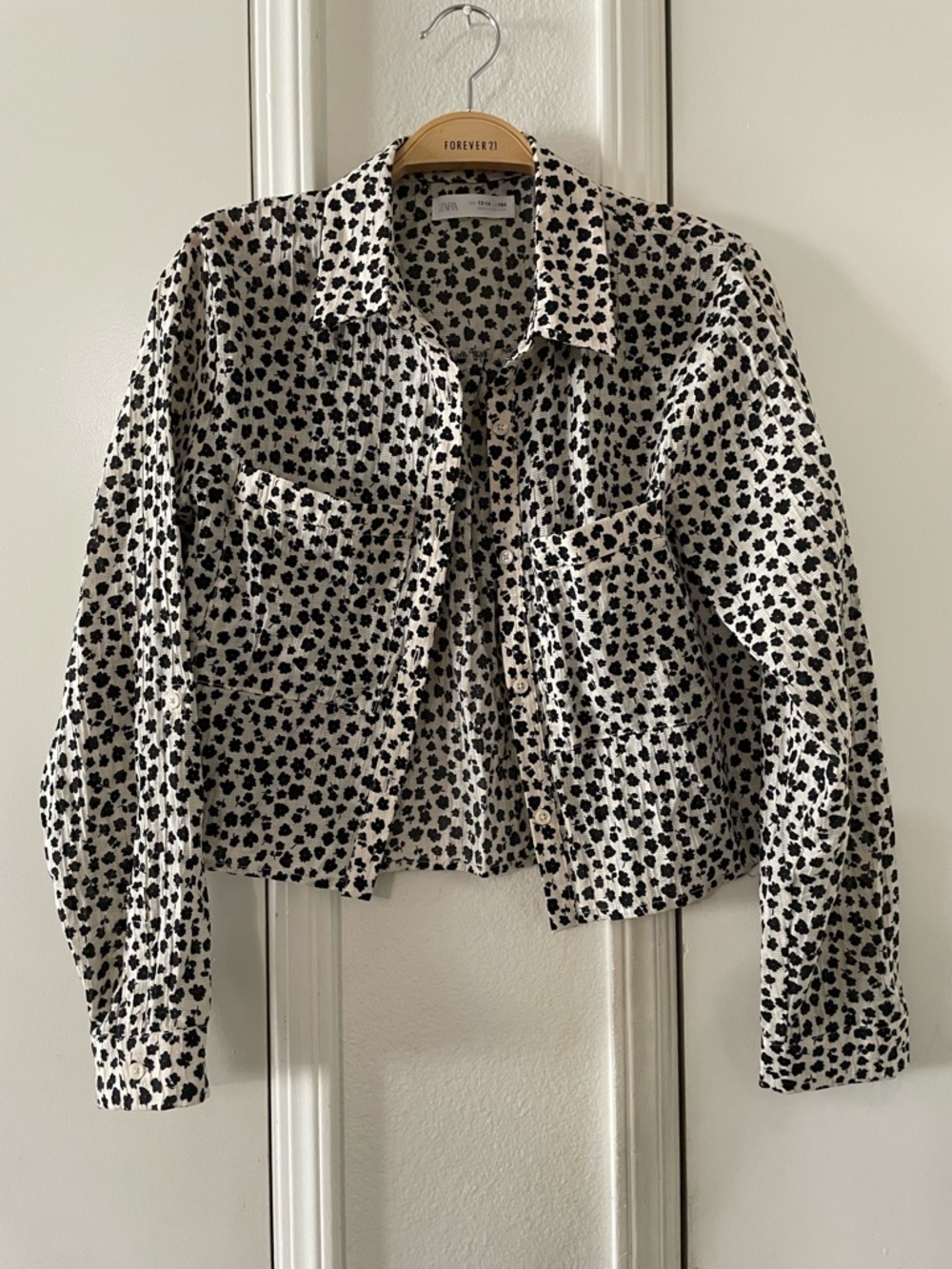 Zara big girls floral button down shirt